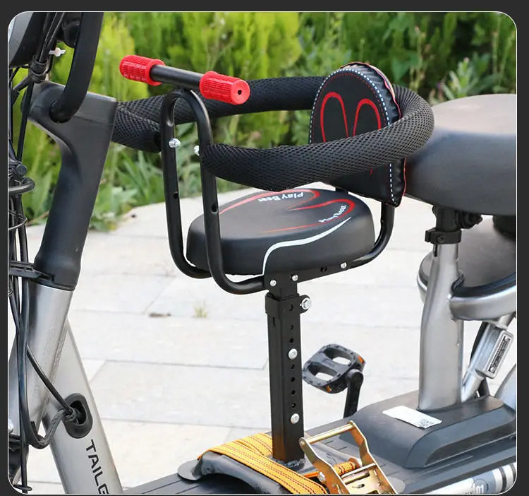 Electric Scooter Child Seat Adjustable Shock Seat Electric Vehicle Child Seat with Seat Belts Armrest and Foot Pedal Detachable