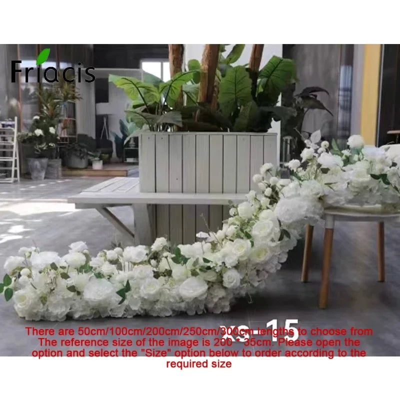 Event Table Floral Strip Silk Flower Row Wedding Backdrop Wall Decor Runner Arrangement Party Arch Deco Floral Celebration Props