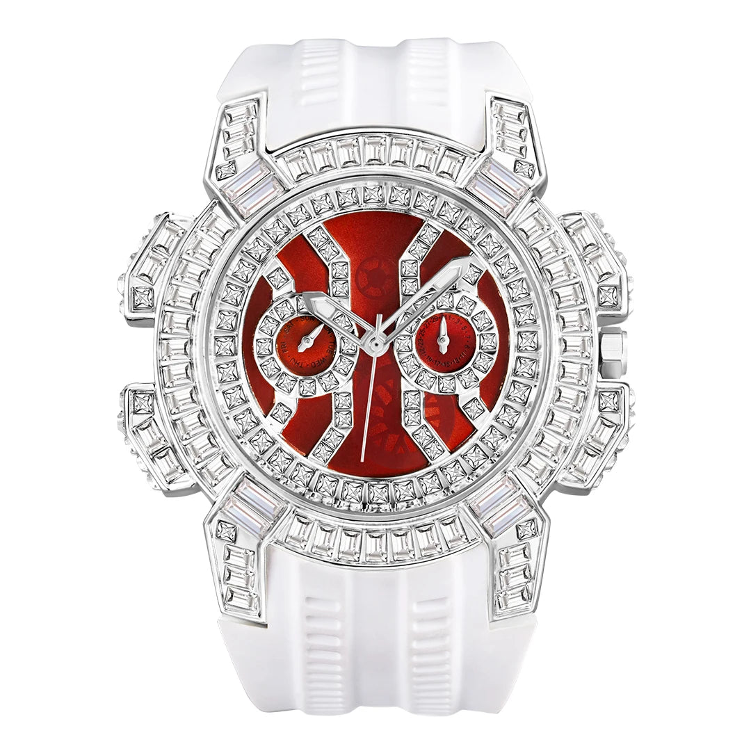 Orologio di Lusso con Diamanti per Uomo, Quadrante Grande Rosso con Strass, Orologi Unisex, Dropshipping