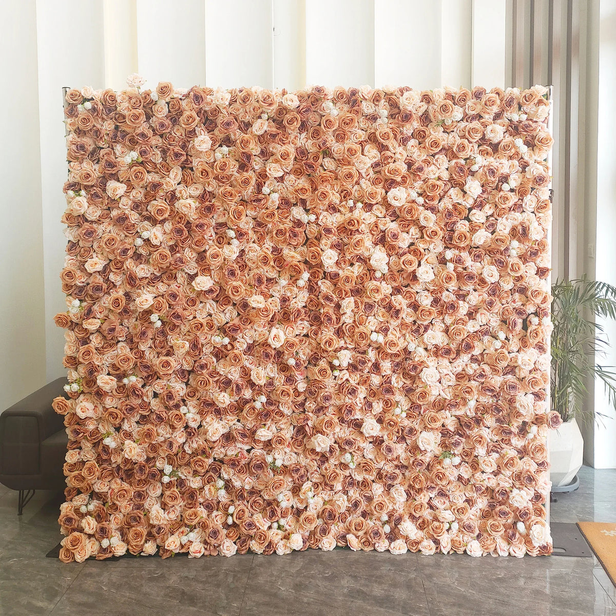 Creative Wedding Wall Decorative Wall Panels Pink Roses Rolled Up Flower Wall Background