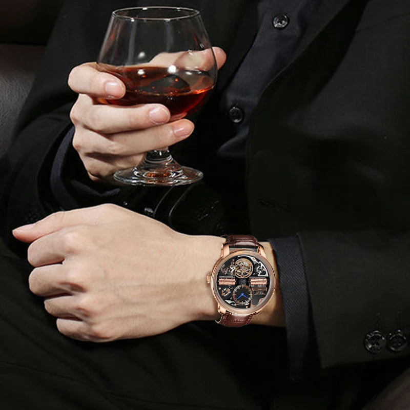 PINDU Design Nuovi orologi di lusso da uomo Business Fashion Orologi da polso meccanici automatici Orologio da uomo impermeabile Reloj Hombre P6655