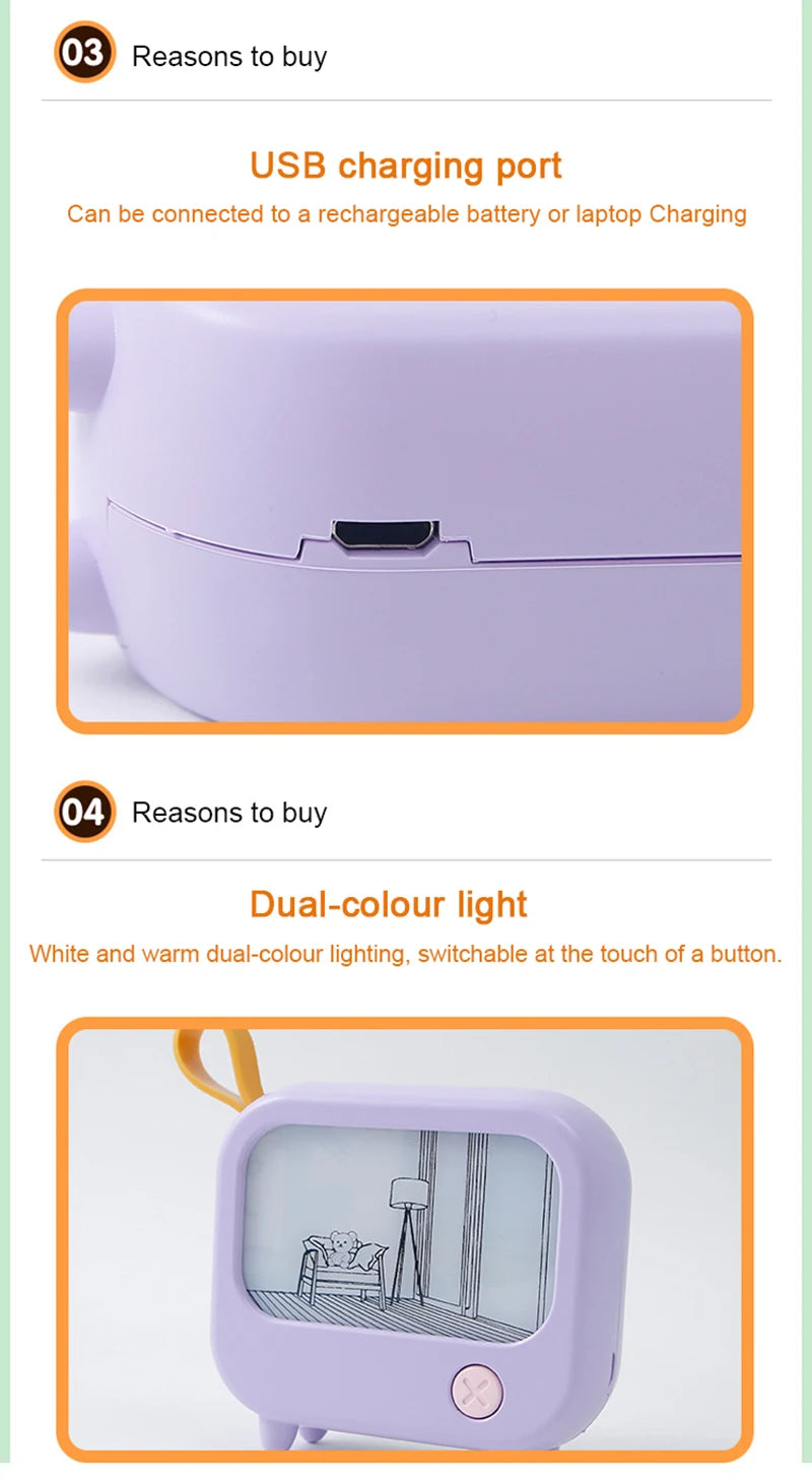TV Painting Night Light Led Cute Child Learning Table Lamp Room Home Decoration Atmosphere Lighting Mini Desktop Birthday Gift