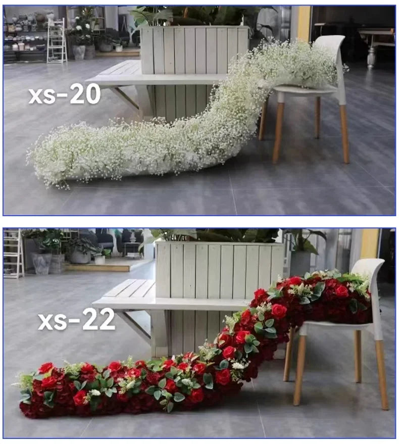 Event Table Floral Strip Silk Flower Row Wedding Backdrop Wall Decor Runner Arrangement Party Arch Deco Floral Celebration Props