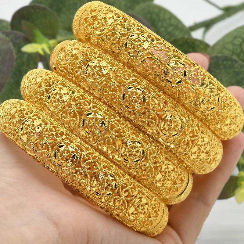 ANIID Bracciale con ciondoli da donna Bracciale in oro 24 carati Gioielli con fiori di Dubai Marchio di gioielli hawaiani etiopi di design africano
