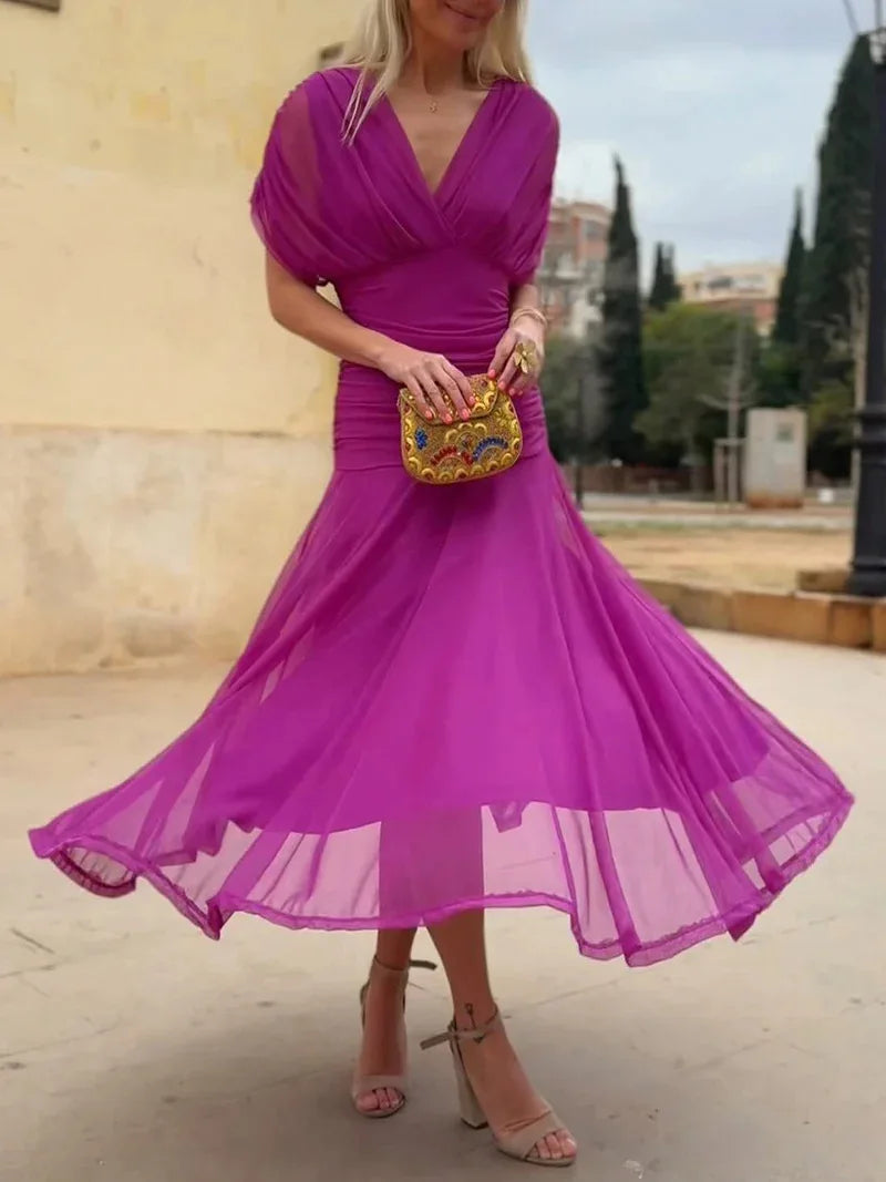 Abito Midi Estivo da Donna con Stampa in Rete e Spalline Sottili, Casual per Feste, Taglie EU e US