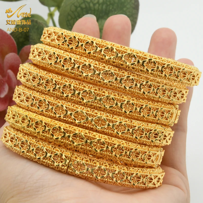 Braccialetti donna africana Dubai Color oro 24k bracciale gioielli indiani per le donne braccialetti arabi con ciondoli da sposa marchio di lusso