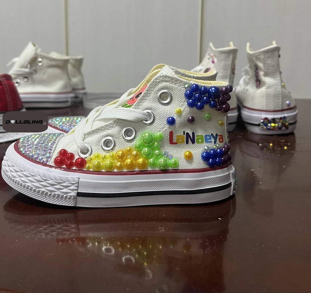 Scarpe da ginnastica Dollbling con strass scintillanti e cristalli, rosse, in tela, per Natale, matrimonio, damigella d'onore, prima comunione