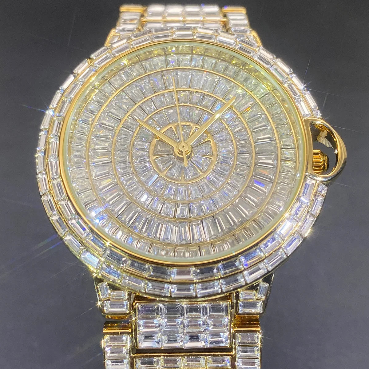 PLADEN Orologio di Lusso Quadrato con Diamanti Incastonati, Cinturino in Acciaio Lucido e Confezione Regalo, Impermeabile, Orologio da Uomo Stile Hip-Hop