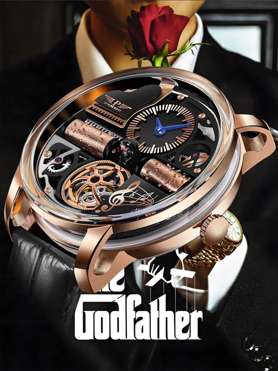 PINDU Design Nuovi orologi di lusso da uomo Business Fashion Orologi da polso meccanici automatici Orologio da uomo impermeabile Reloj Hombre P6655