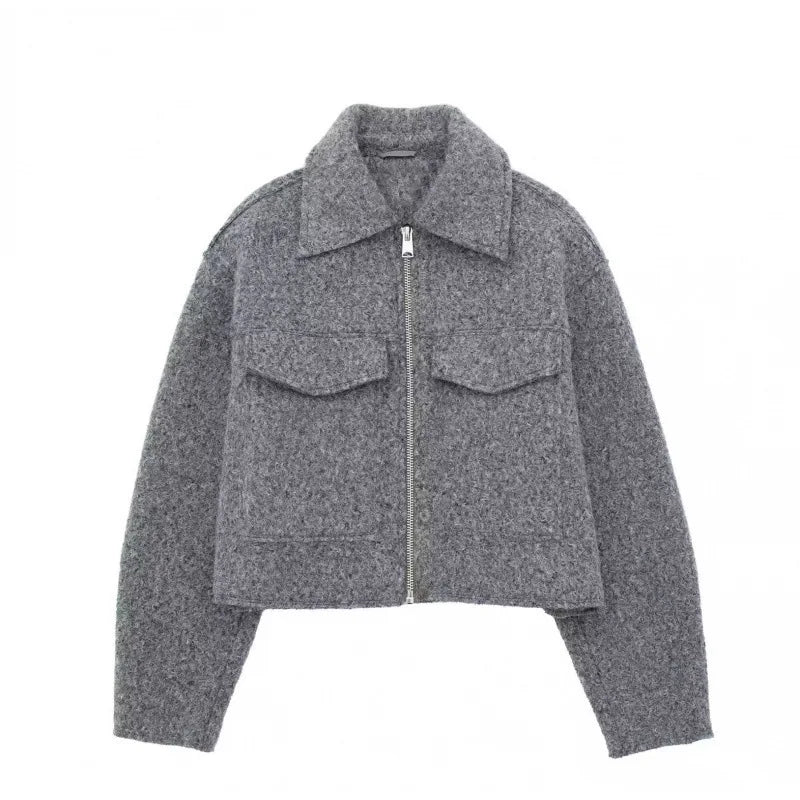 Giacca Corta da Donna in Tweed Testurizzato, Stile Europeo Americano, Manica Corta, per Primavera e Autunno, Abbigliamento Casual Quotidiano