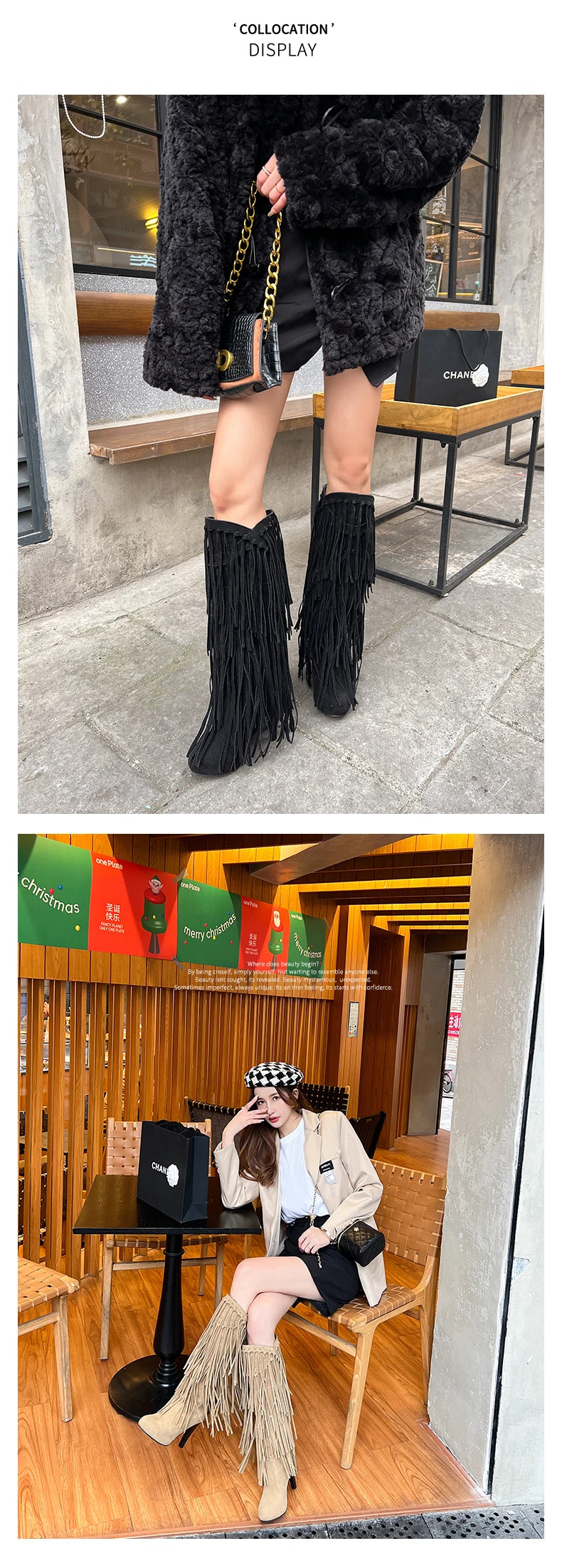 2022 primavera nuovo tacco alto con scollo a v con frange stivali da donna punta tonda impermeabile moda Sexy Set di piedi stivali da principessa