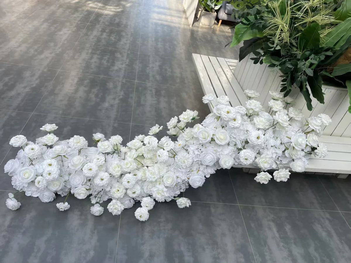 Custom Artificial Flowers Strips Arrangement Event Backdrop Arch Decor Wall Hanging Floral Row Table Sofa Runner Wedding Props
