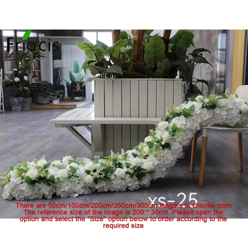 Event Table Floral Strip Silk Flower Row Wedding Backdrop Wall Decor Runner Arrangement Party Arch Deco Floral Celebration Props