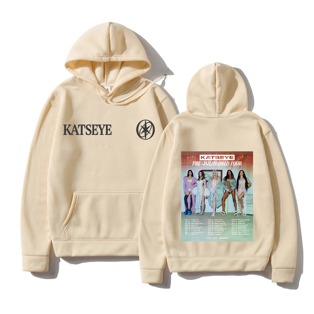 Felpa con Cappuccio KATSEYE THE WILDWORLD TOUR 2026 PINKY UP 2 Album, Abbigliamento Autunno Inverno per Donne, Felpa Vintage per Regali ai Fan