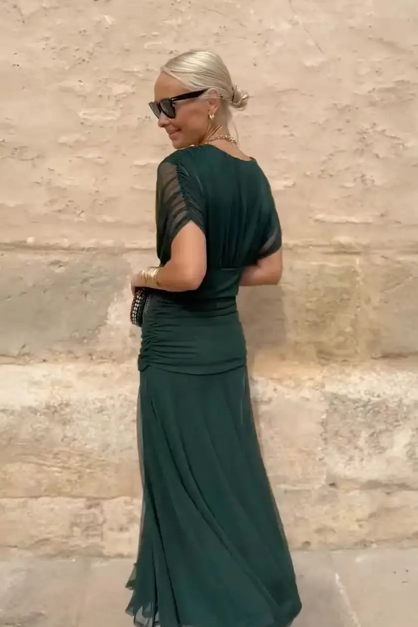 Abito Midi Estivo da Donna con Stampa in Rete e Spalline Sottili, Casual per Feste, Taglie EU e US