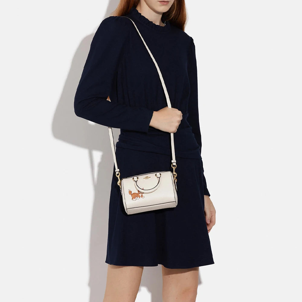 Borsa a tracolla in pelle COACH Rowan, borsa a spalla, mini borsa da donna bianco gesso CD445-IMCAH