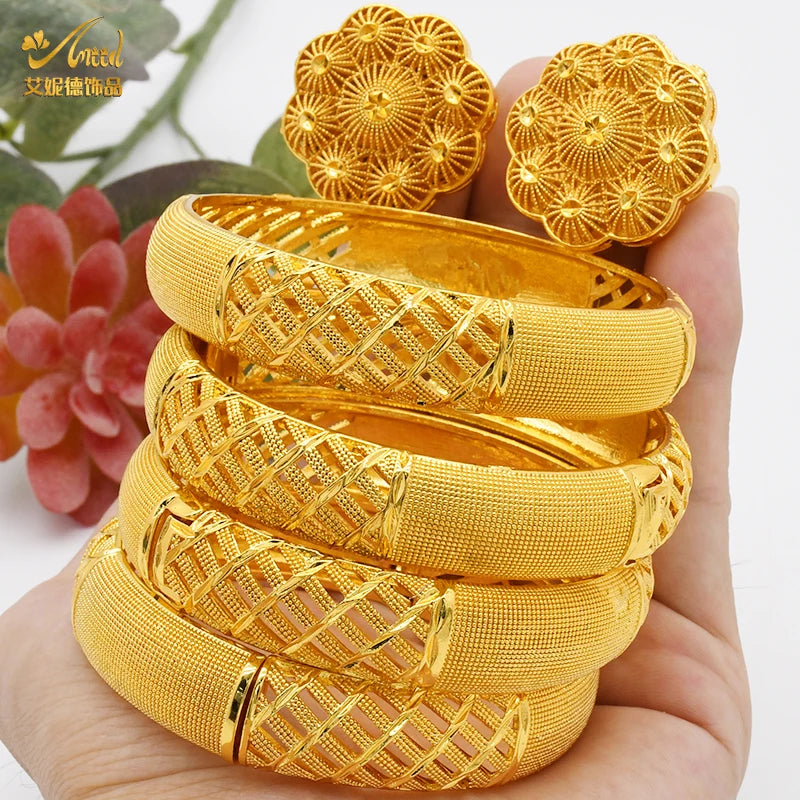 ANIID Bracciale con ciondoli da donna Bracciale in oro 24 carati Gioielli con fiori di Dubai Marchio di gioielli hawaiani etiopi di design africano