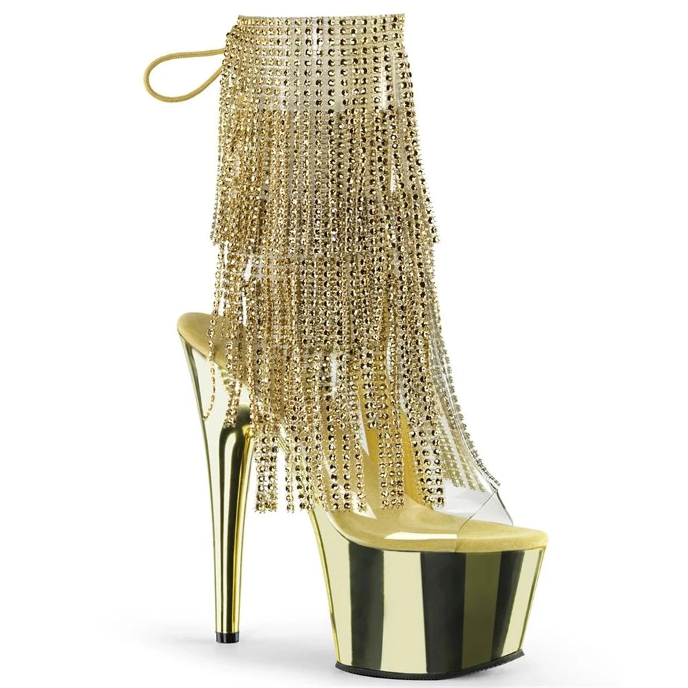 Décolleté con nappe elettrolitico di marca 17CM Tacchi alti sottili Stivaletti Pole Dance Modello da discoteca Passerella Scarpe da donna con plateau