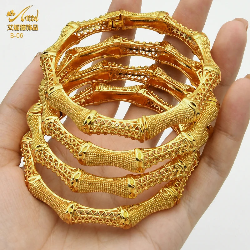 Braccialetti donna africana Dubai Color oro 24k bracciale gioielli indiani per le donne braccialetti arabi con ciondoli da sposa marchio di lusso