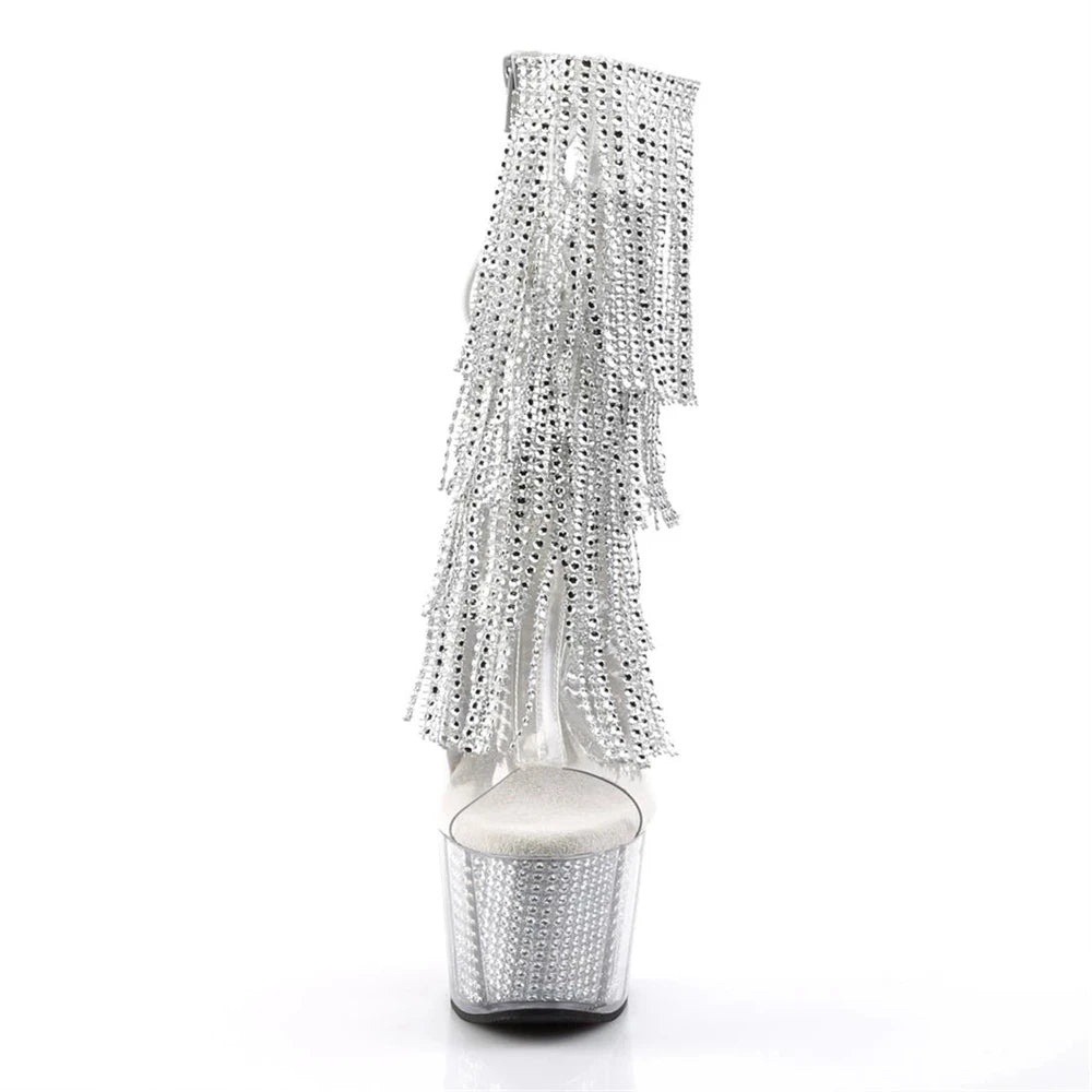 Décolleté con nappe elettrolitico di marca 17CM Tacchi alti sottili Stivaletti Pole Dance Modello da discoteca Passerella Scarpe da donna con plateau