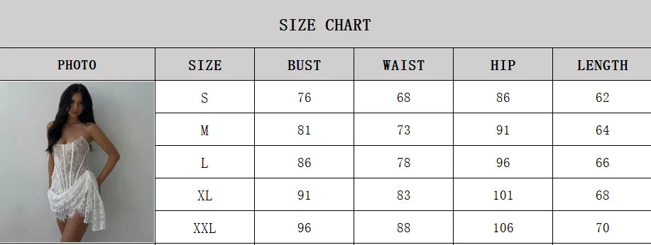 Abito sexy senza spalline in pizzo bianco per le donne Abiti eleganti da sera per feste Mini abiti estivi aderenti