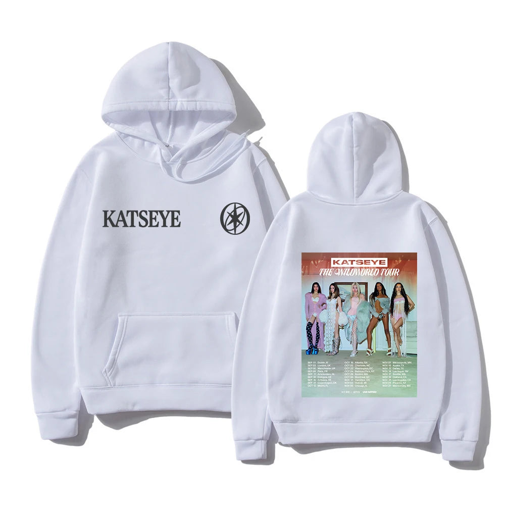 Felpa con Cappuccio KATSEYE THE WILDWORLD TOUR 2026 PINKY UP 2 Album, Abbigliamento Autunno Inverno per Donne, Felpa Vintage per Regali ai Fan