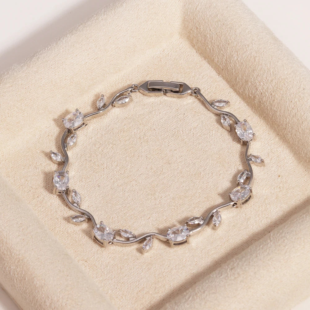 Braccialetti di gioielli da sposa per damigella d'onore da sposa in cristallo CZ con zirconi cubici di marca da donna, regalo per la mamma nel giorno del matrimonio