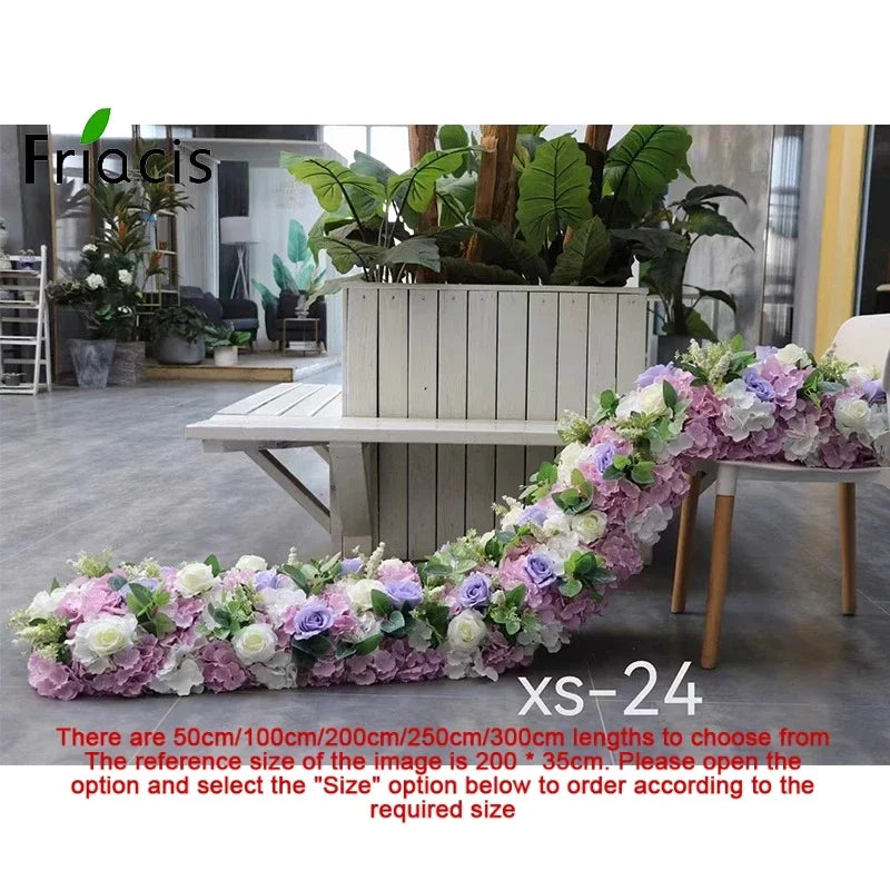 Event Table Floral Strip Silk Flower Row Wedding Backdrop Wall Decor Runner Arrangement Party Arch Deco Floral Celebration Props