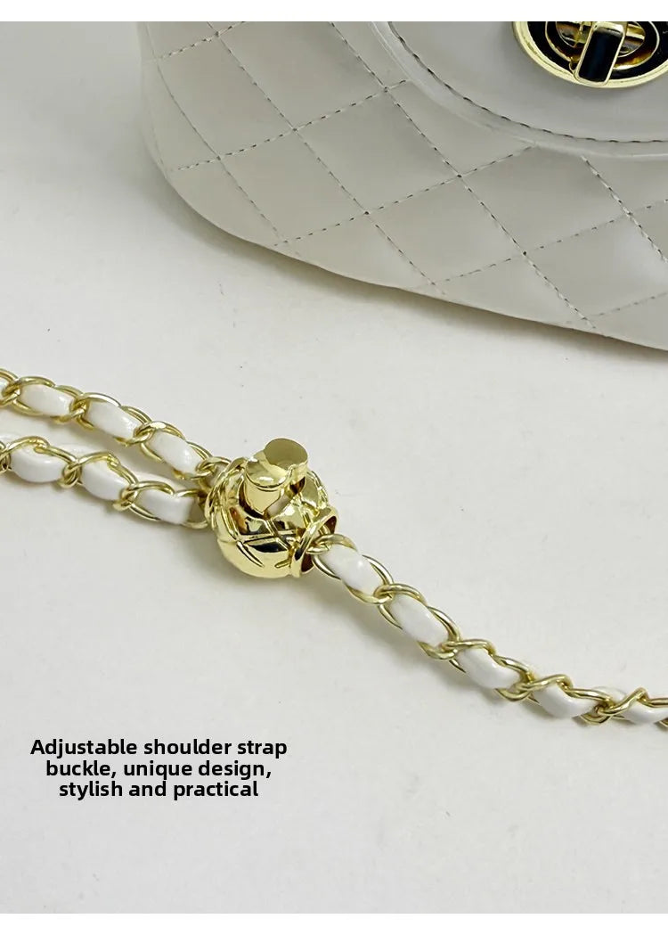 Borsa a tracolla da donna con catena a griglia di diamanti stile piccola fragranza, nuova collezione Primavera Estate 2026, elegante e sensuale