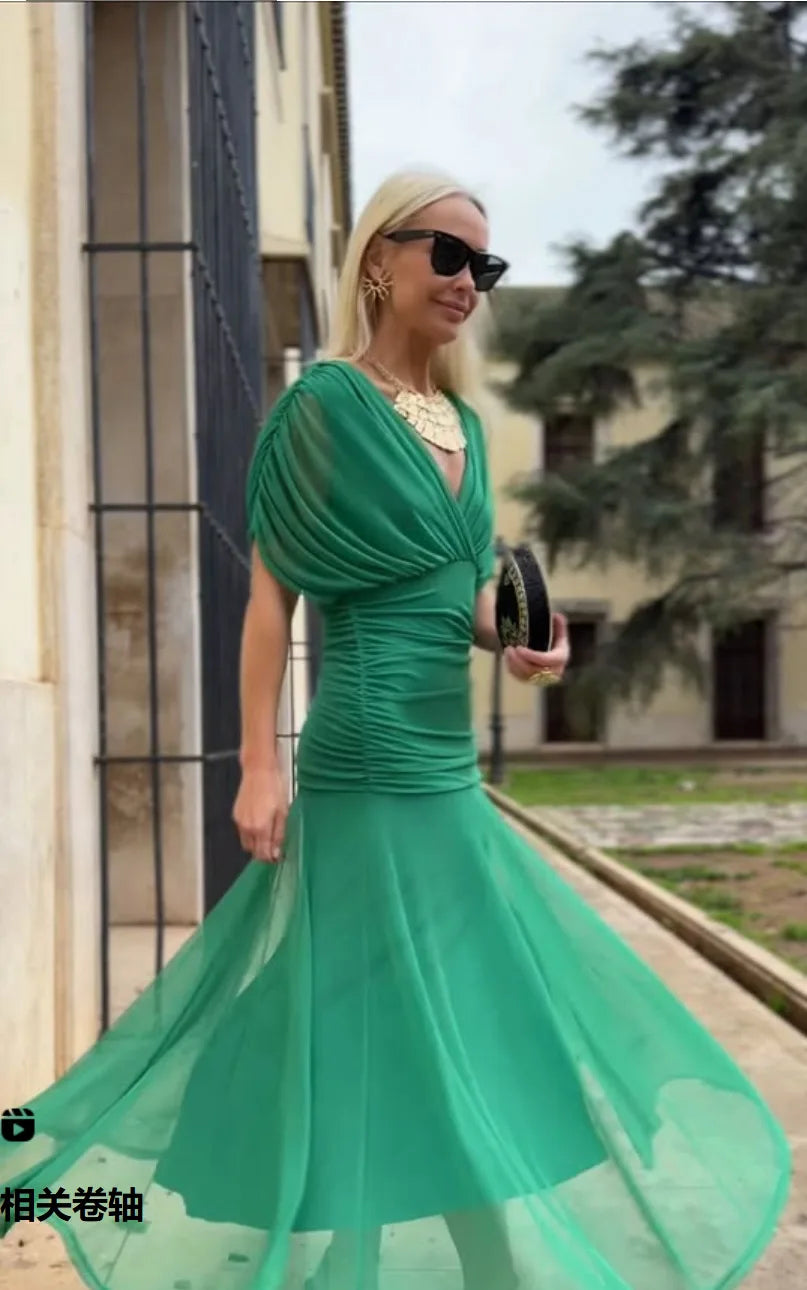 Abito Midi Estivo da Donna con Stampa in Rete e Spalline Sottili, Casual per Feste, Taglie EU e US