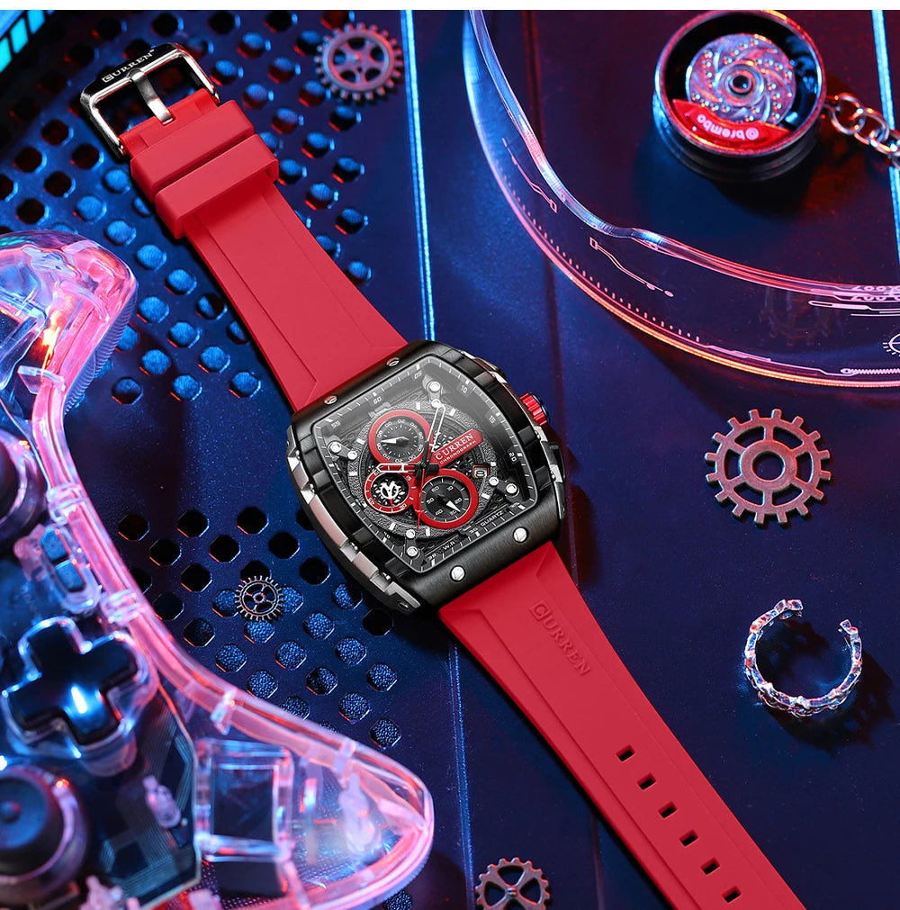 CURREN Orologi da uomo delle migliori marche Orologio da polso al quarzo quadrato di lusso Orologio cronografo luminoso impermeabile per uomo Orologio con data