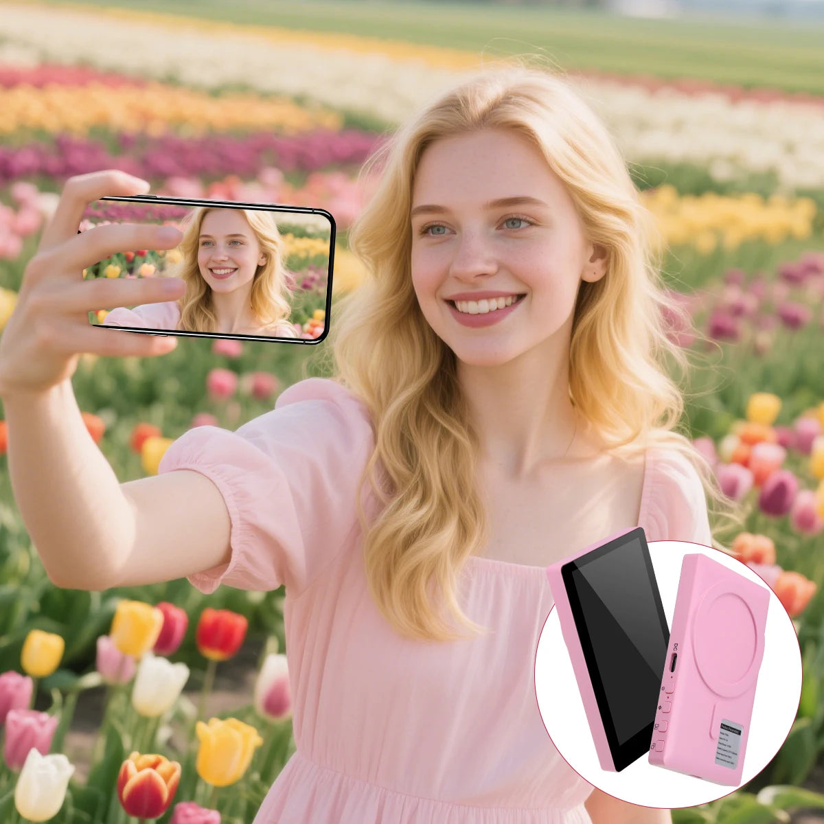Wireless Vlog Mobile Magnetic Selfie Screen Using Phone Rear Camera for Selfie Vlog or Live Stream Compatible.