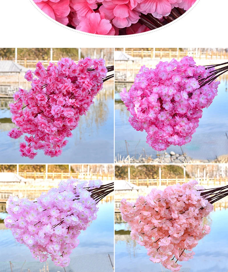 Artificial Cherry Branches Three Pronged Encrypted Peach Cherry Blossom Branch Wedding Arch Activity Living Room Home Decoration