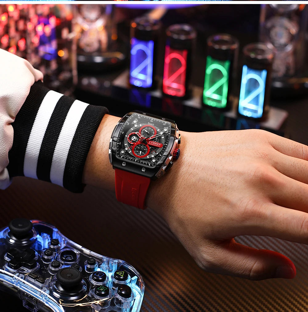 CURREN Orologi da uomo delle migliori marche Orologio da polso al quarzo quadrato di lusso Orologio cronografo luminoso impermeabile per uomo Orologio con data