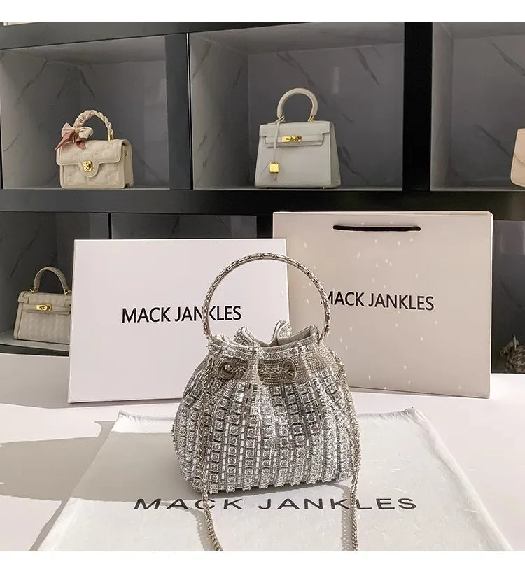 Borsa da donna di design di lusso Borsa con pochette con diamanti lucidi glitterati Borsa per banchetti per feste di nozze Borsa da sera con strass di cristallo