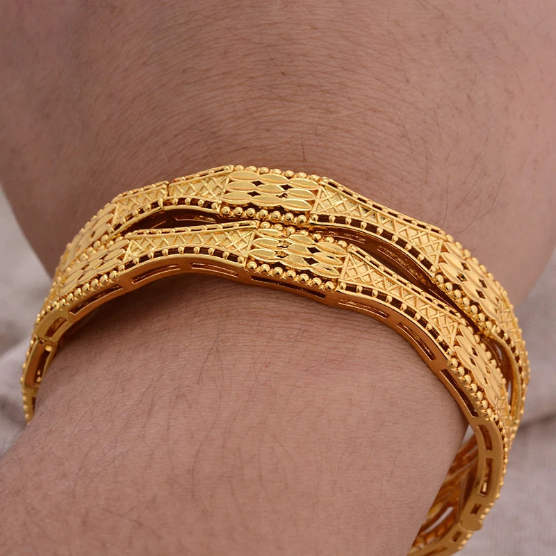 Bracciali Placcati Oro in Stile Dubai per Donne, Gioielli di Lusso per Matrimoni Arabi