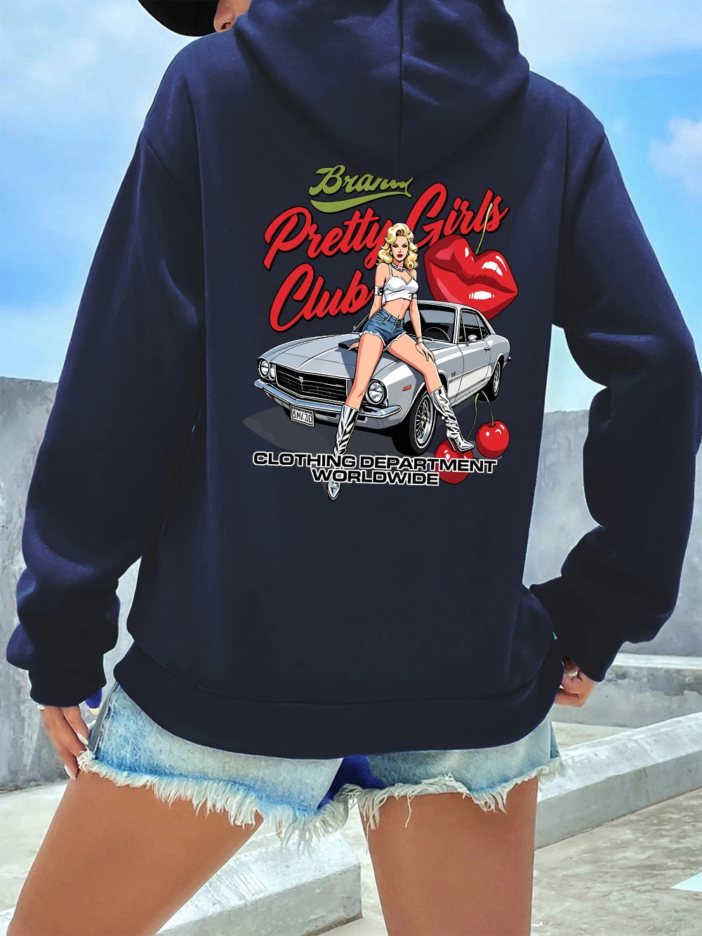 Felpe con Cappuccio Stampate Pretty Girls Club, Pullover Caldi in Pile Sportivi da Jogging per Donne, Felpe Invernali Larghe, Abbigliamento Casual con Tasche