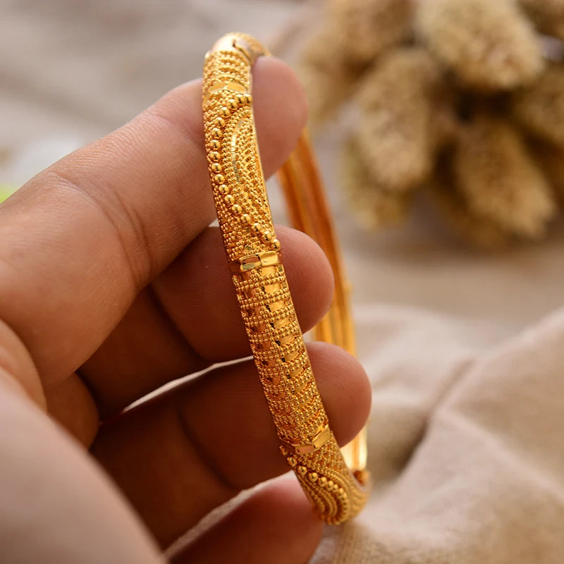 Bracciali Placcati Oro in Stile Dubai per Donne, Gioielli di Lusso per Matrimoni Arabi