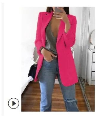 Blazer da Donna 2026 Nuovi Modelli a Maniche Lunghe Bianco Nero, Giacca Slim con Colletto a Risvolto, Blazer Femminile Q5596