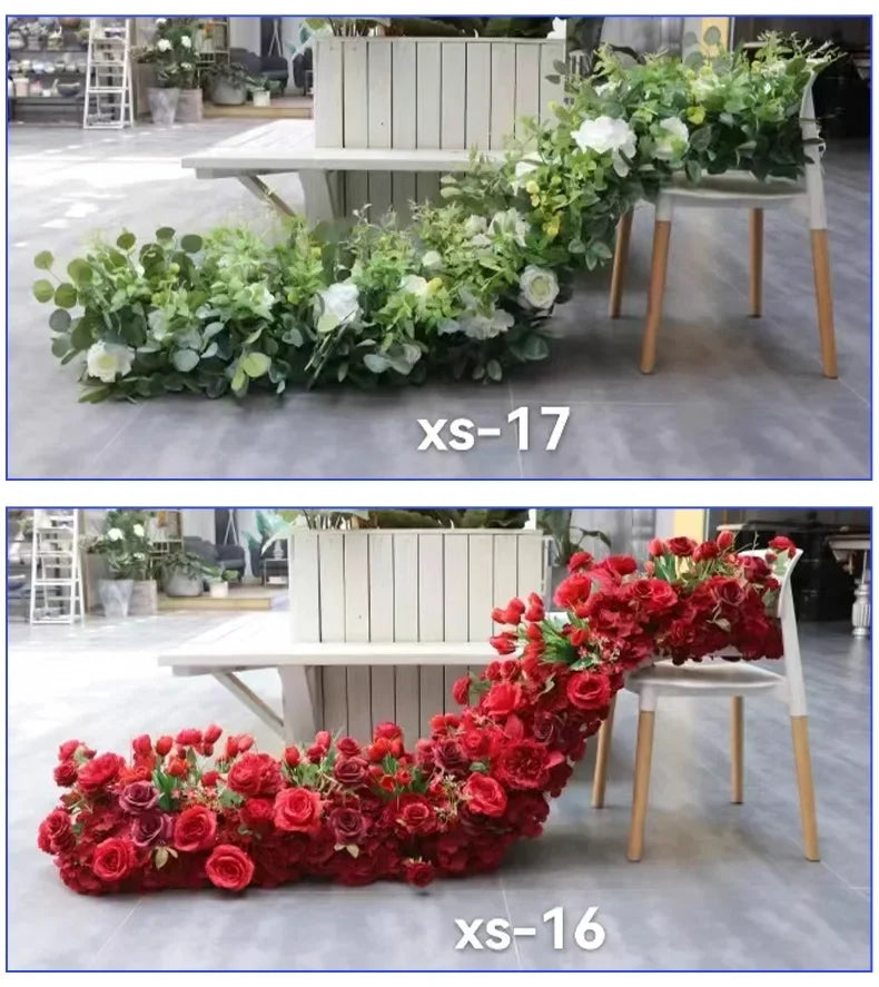 Event Table Floral Strip Silk Flower Row Wedding Backdrop Wall Decor Runner Arrangement Party Arch Deco Floral Celebration Props