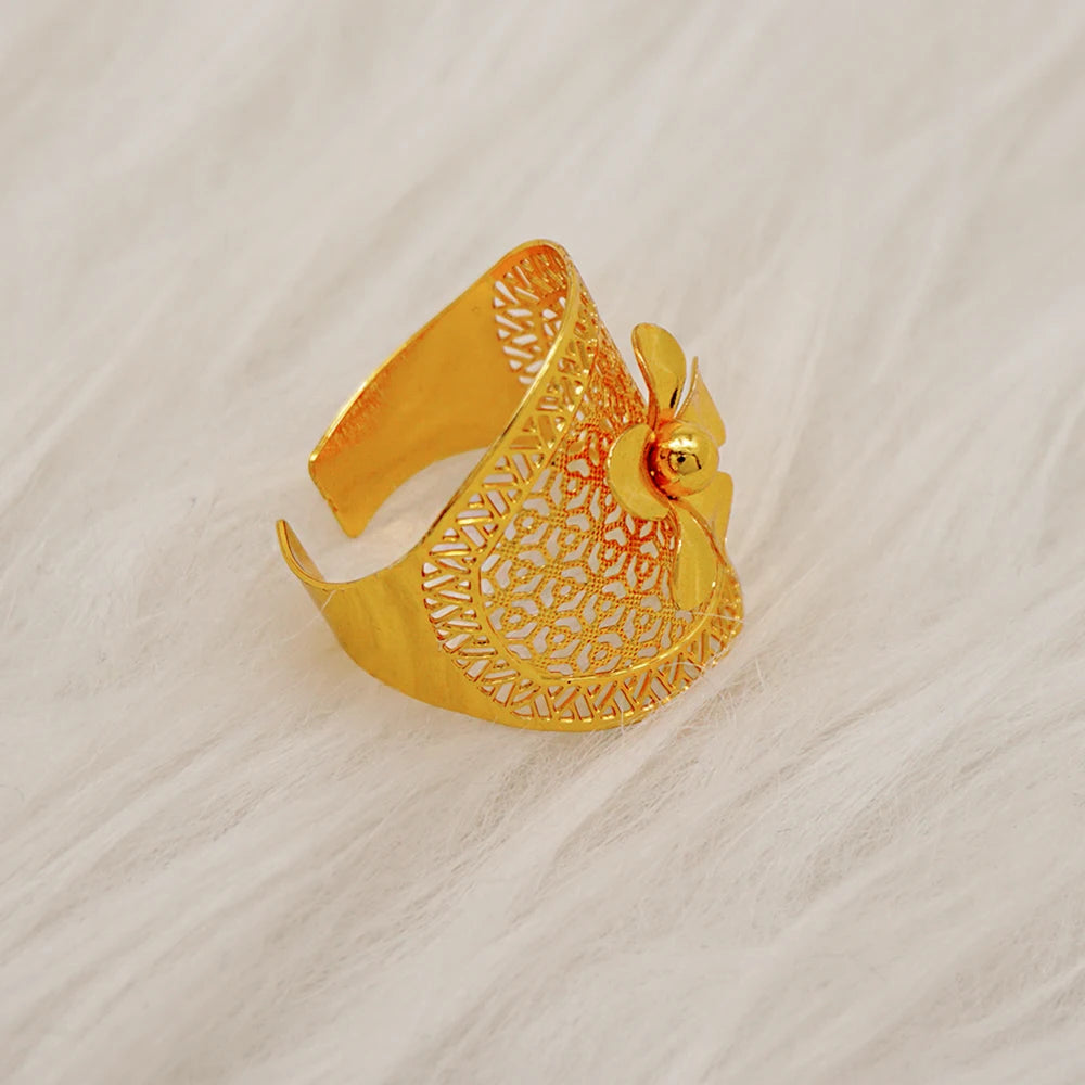 Bracciale color oro Dubai con anello per donna Bracciale con polsino a catena con ciondoli Bracciale indiano Arabo Francia Regali di gioielli da sposa