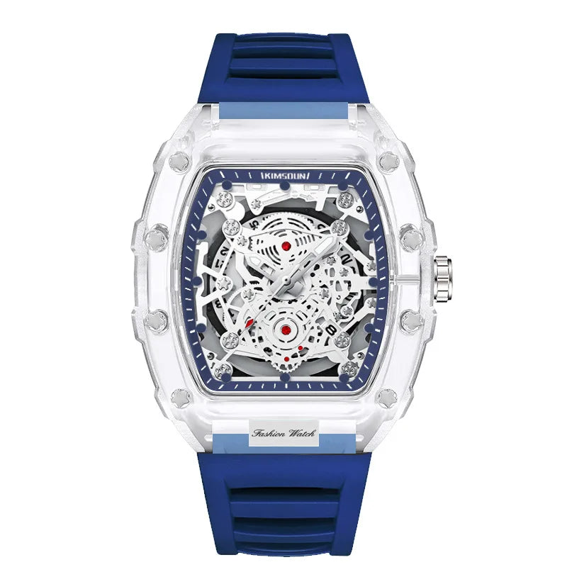 UTHAI BK134 Orologio da Uomo alla Moda a Forma di Botte Trasparente Impermeabile al Quarzo Orologio Sportivo Regalo per Uomo