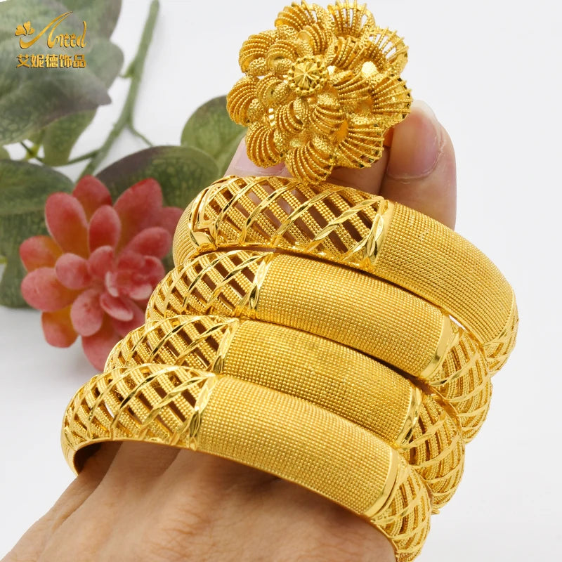 ANIID Bracciale con ciondoli da donna Bracciale in oro 24 carati Gioielli con fiori di Dubai Marchio di gioielli hawaiani etiopi di design africano