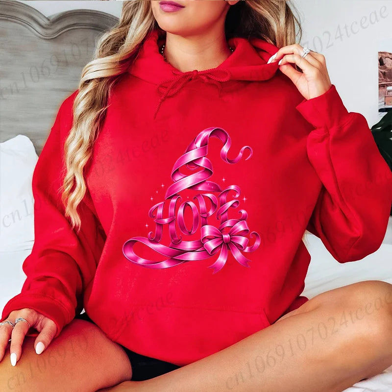 Felpe con cappuccio da donna per l'autunno, nuove felpe rosa con cappello da strega, tema Cancro al Seno, stile High Street, top da uomo, taglie forti, pullover con cappuccio.