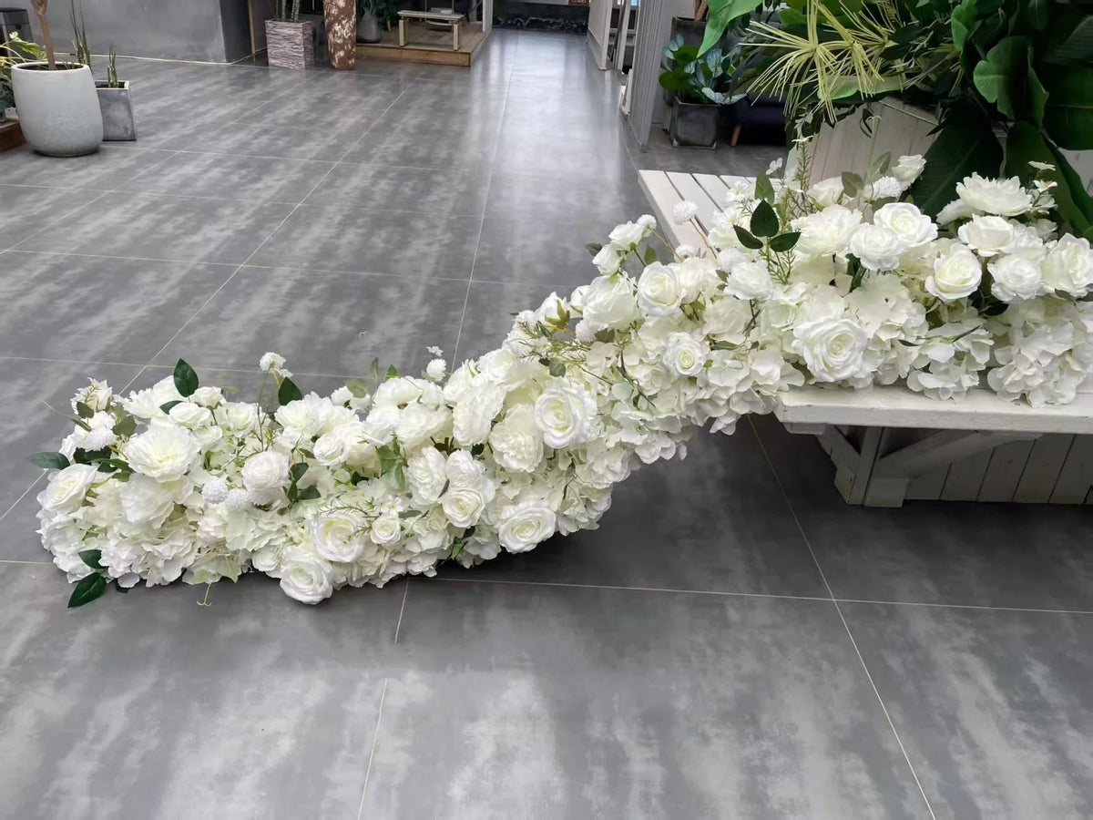 Custom Artificial Flowers Strips Arrangement Event Backdrop Arch Decor Wall Hanging Floral Row Table Sofa Runner Wedding Props