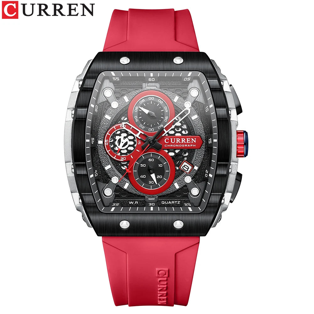 CURREN Orologi da uomo delle migliori marche Orologio da polso al quarzo quadrato di lusso Orologio cronografo luminoso impermeabile per uomo Orologio con data