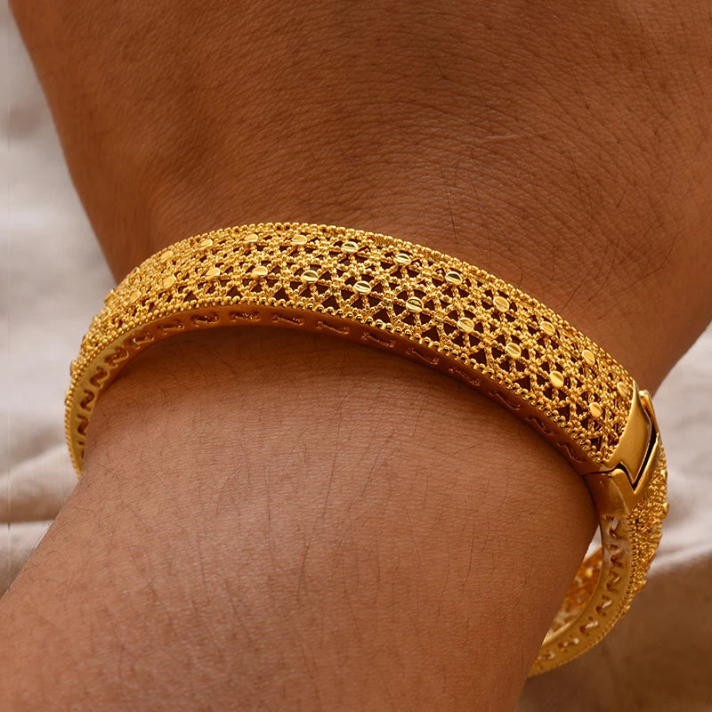 Bracciali Placcati Oro in Stile Dubai per Donne, Gioielli di Lusso per Matrimoni Arabi