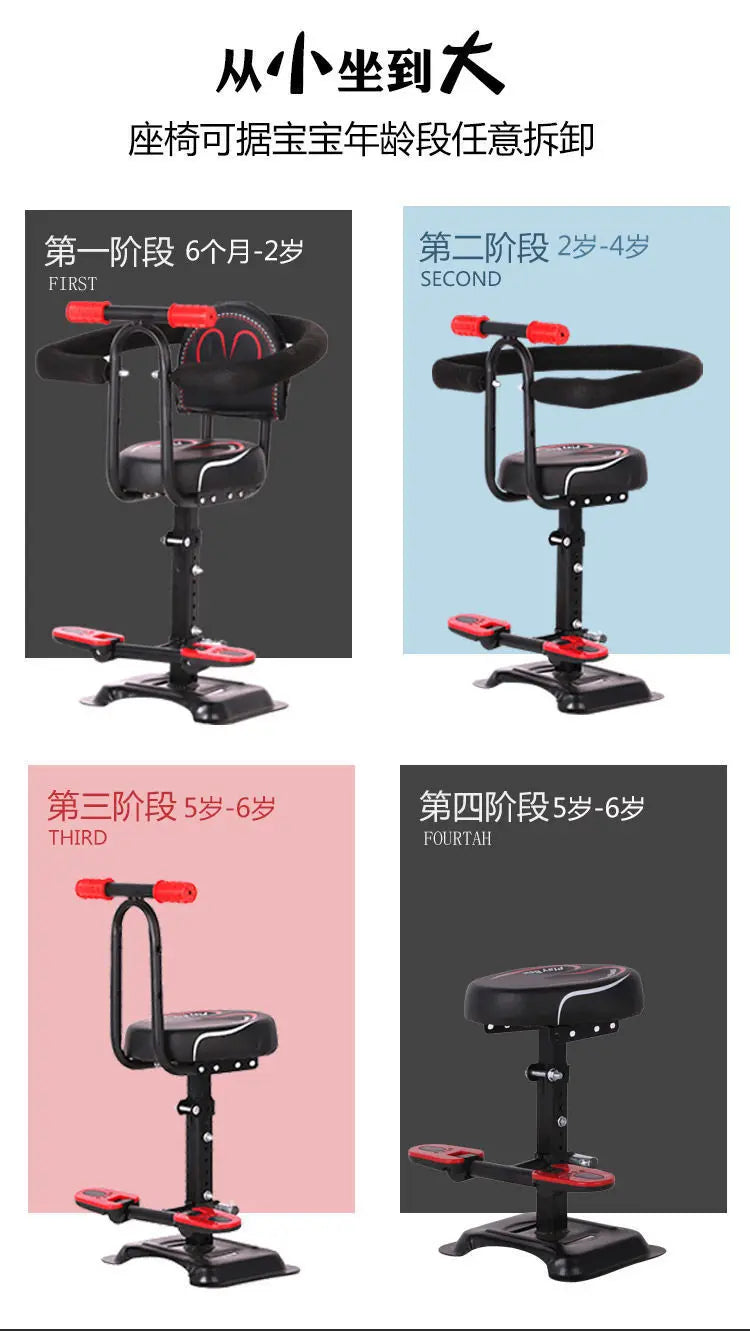 Electric Scooter Child Seat Adjustable Shock Seat Electric Vehicle Child Seat with Seat Belts Armrest and Foot Pedal Detachable