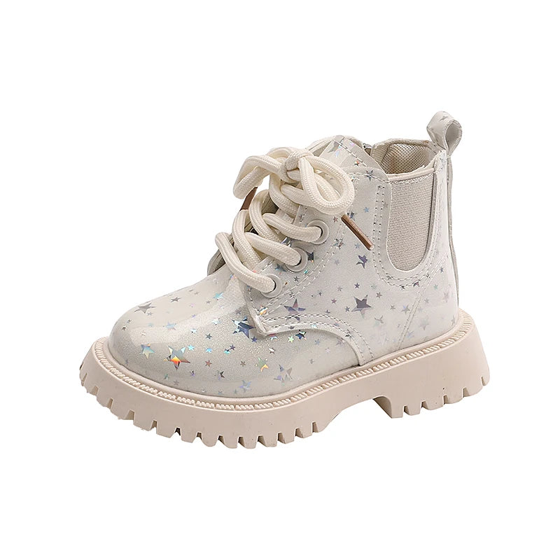 Stivali autunnali per bambini piattaforma Glimmer a stella stivali per bambini belli per il tempo libero moda Unisex alla caviglia-scarpe comode per ragazze dei ragazzi 21-30
