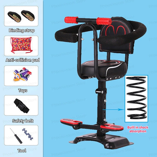 Electric Scooter Child Seat Adjustable Shock Seat Electric Vehicle Child Seat with Seat Belts Armrest and Foot Pedal Detachable